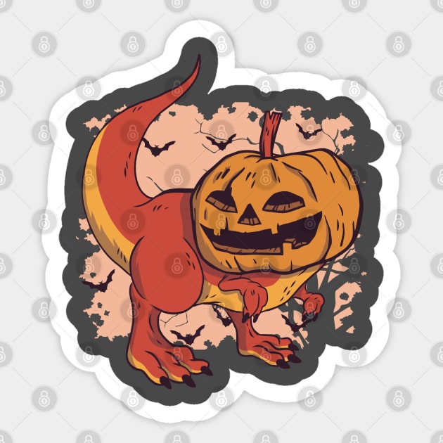 Halloween Pumpkin Dinosaur Spooky Creepy Cute Sticker by Kali Space